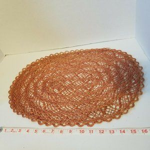 1970s VTG Placemats set of 7 Kitchen Boho Abaca Hemp Jute Woven Reversible Pink